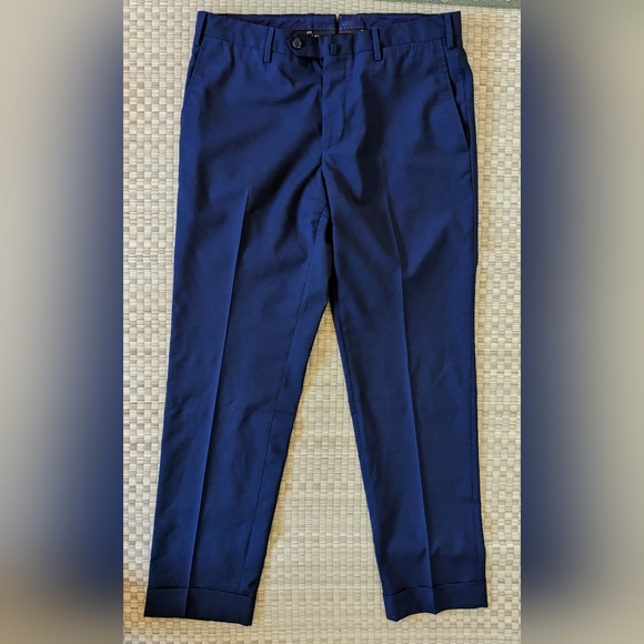 LNWOT PT01 Wool Slim Fit Super 140's Blue Dress Pamts Men's EU Size 48 (US  32)